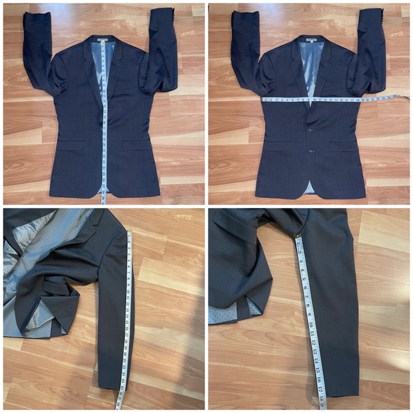 Express Gray Wool Skinny Fit Innovator Full Suit With Shirt & Tie Size 36R Small - Picture 10 of 16